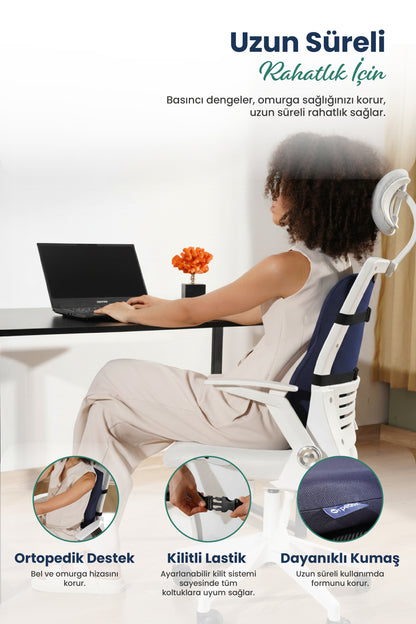 [ORTOPEDİO] Anatomik Ortopedik Visco Bel Destek Yastığı Kilitli Sabitleme Lastiği, Ofis, Araba