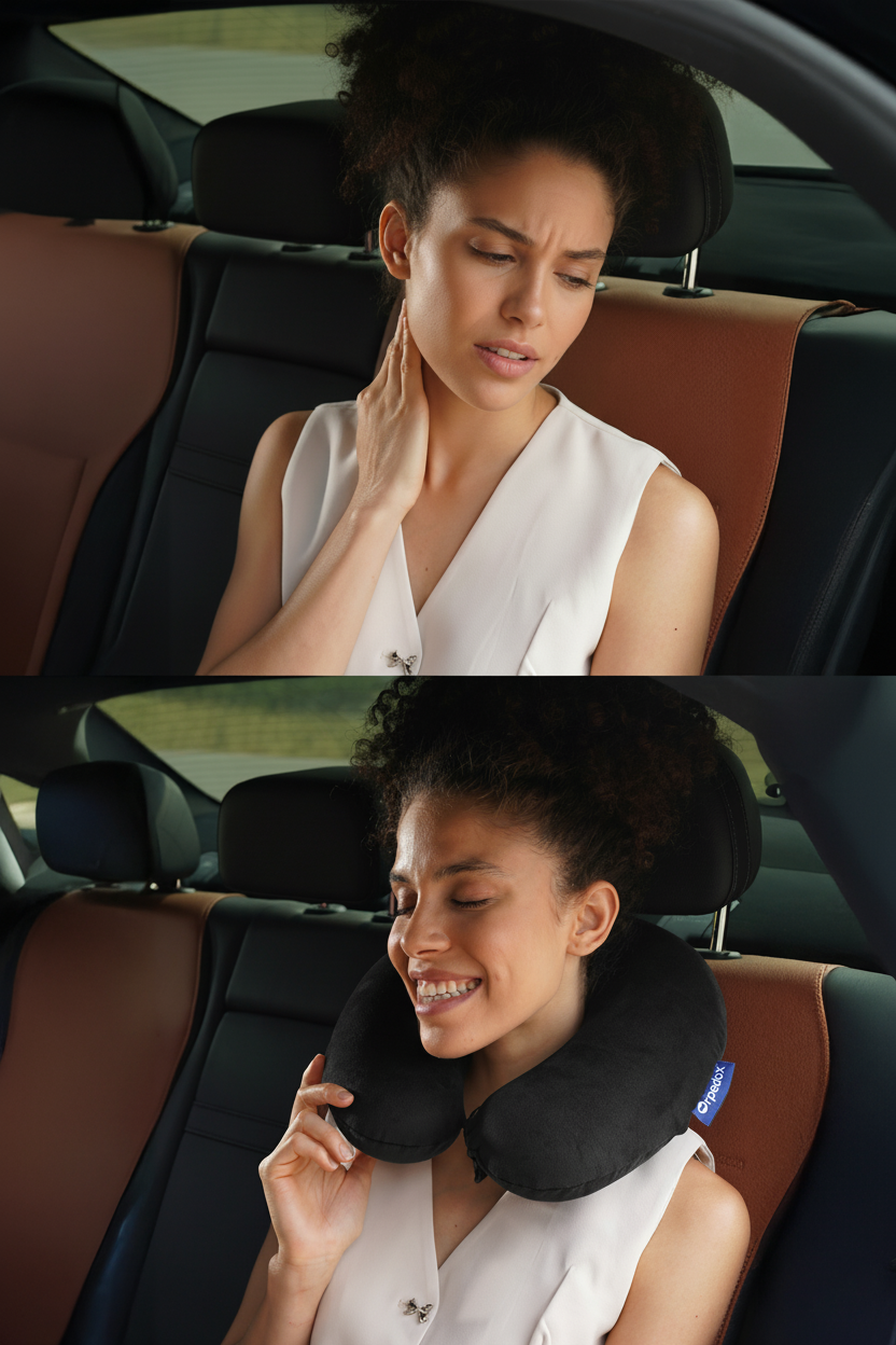 [ORTOPEDİO] Seyahat Yolculuk Yastığı Boyunluk Araç Içi Visco Yastık