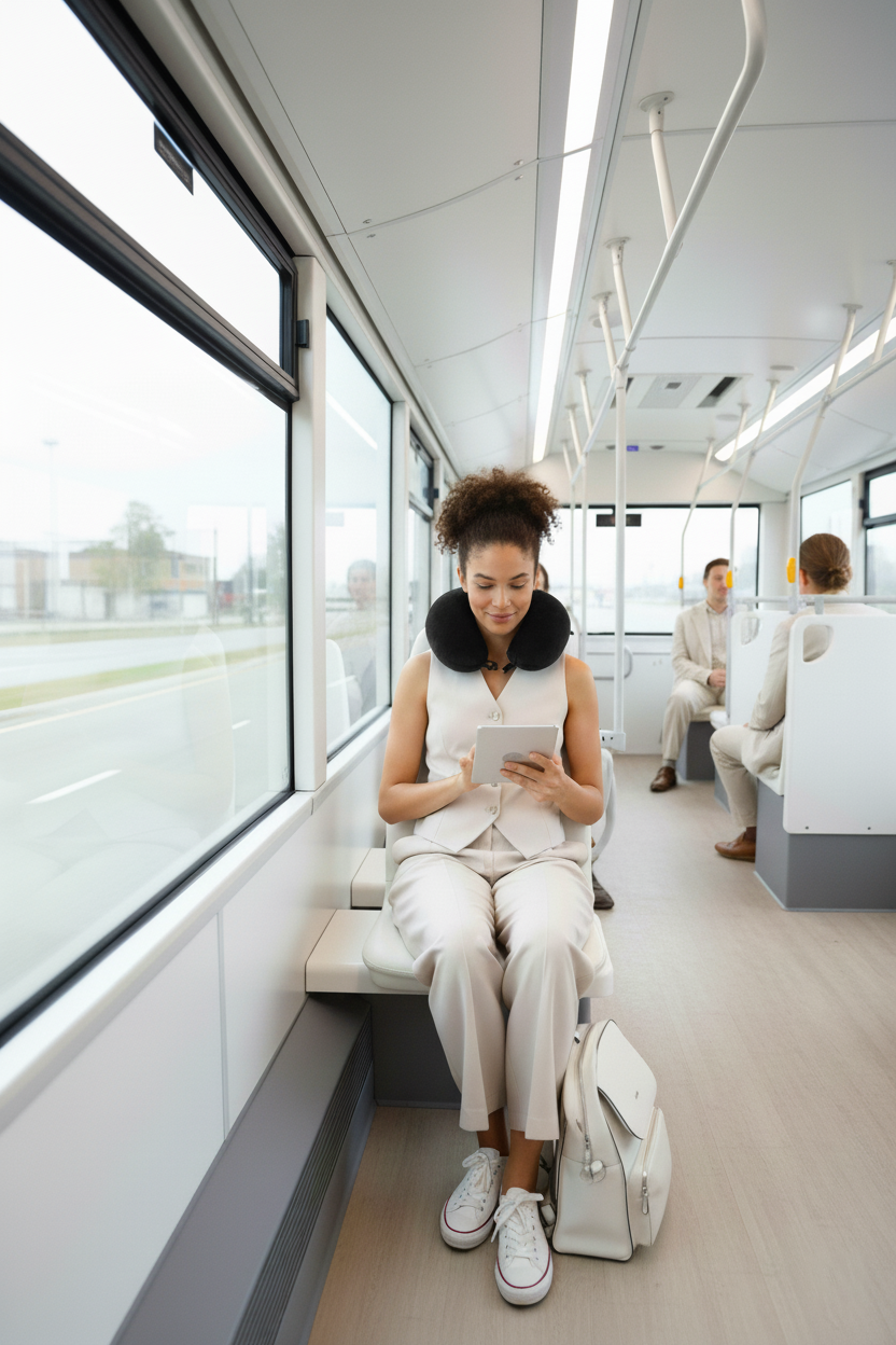 [ORTOPEDİO] Seyahat Yolculuk Yastığı Boyunluk Araç Içi Visco Yastık