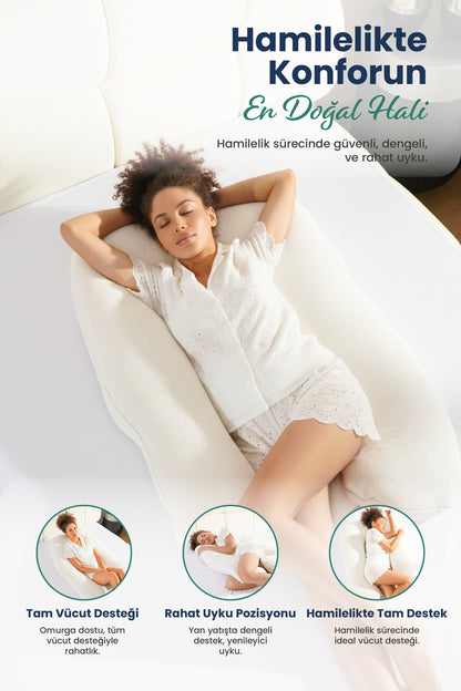 [ORTOPEDİO] Hamile Emzirme ve Pozisyon Destek Yastığı – U Şekilli Tüm Vücut Sarılma Yastığı, Welsoft Kumaş