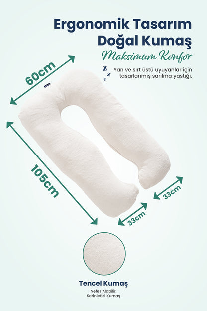 [ORTOPEDİO] Hamile Emzirme ve Pozisyon Destek Yastığı – U Şekilli Tüm Vücut Sarılma Yastığı, Welsoft Kumaş