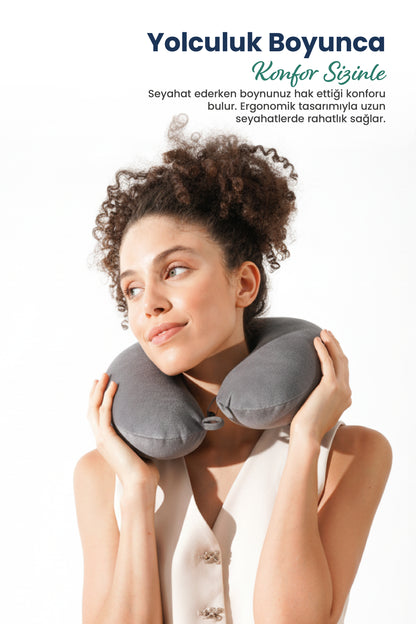 [ORTOPEDİO] Seyahat Yolculuk Yastığı Boyunluk Araç Içi Visco Yastık