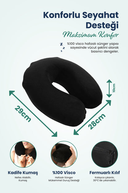 [ORTOPEDİO] Seyahat Yolculuk Yastığı Boyunluk Araç Içi Visco Yastık
