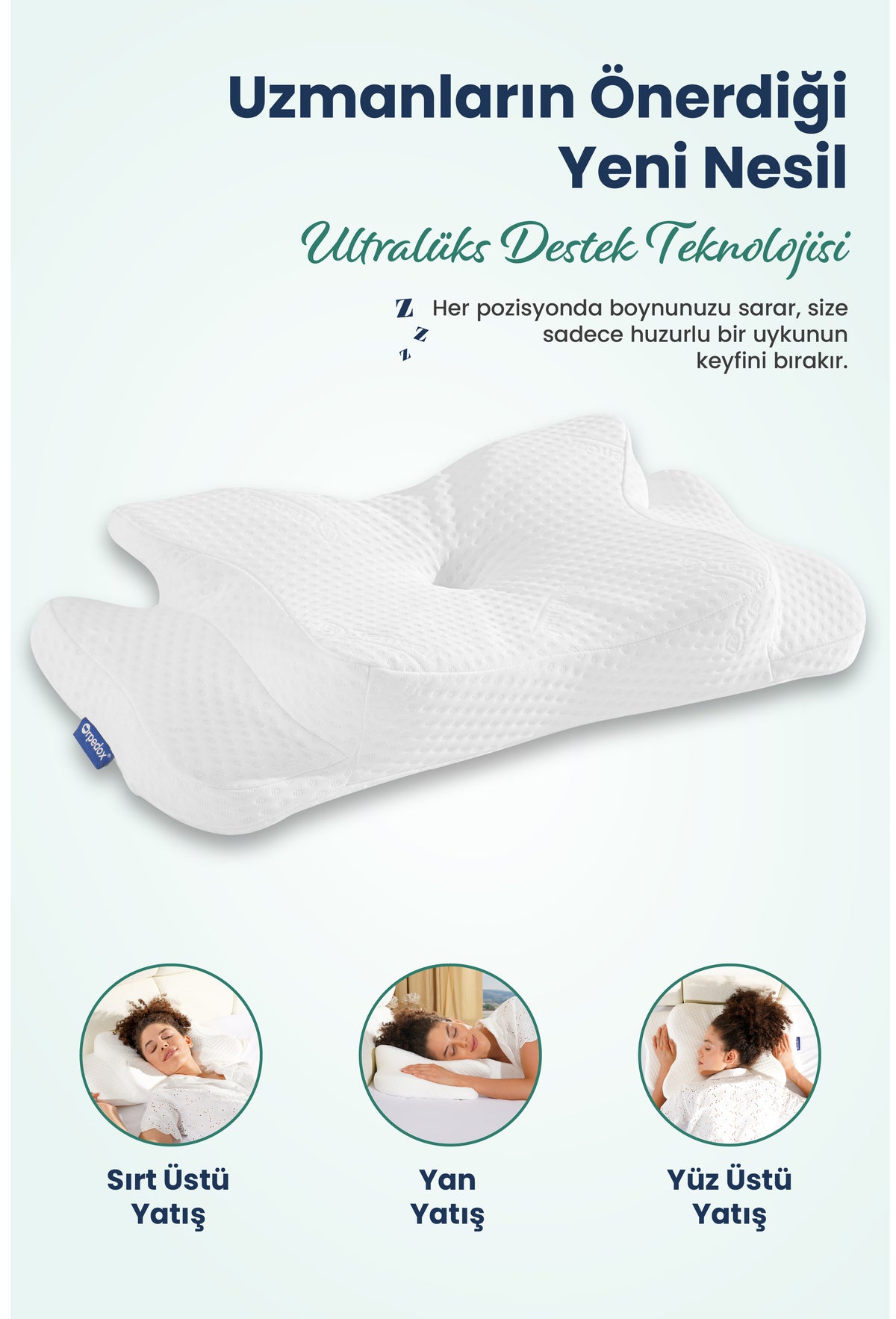[ORTOPEDİO] Ultralüks Boyun Destekli Visco Ortopedik Yastık - 68x39x13-11cm