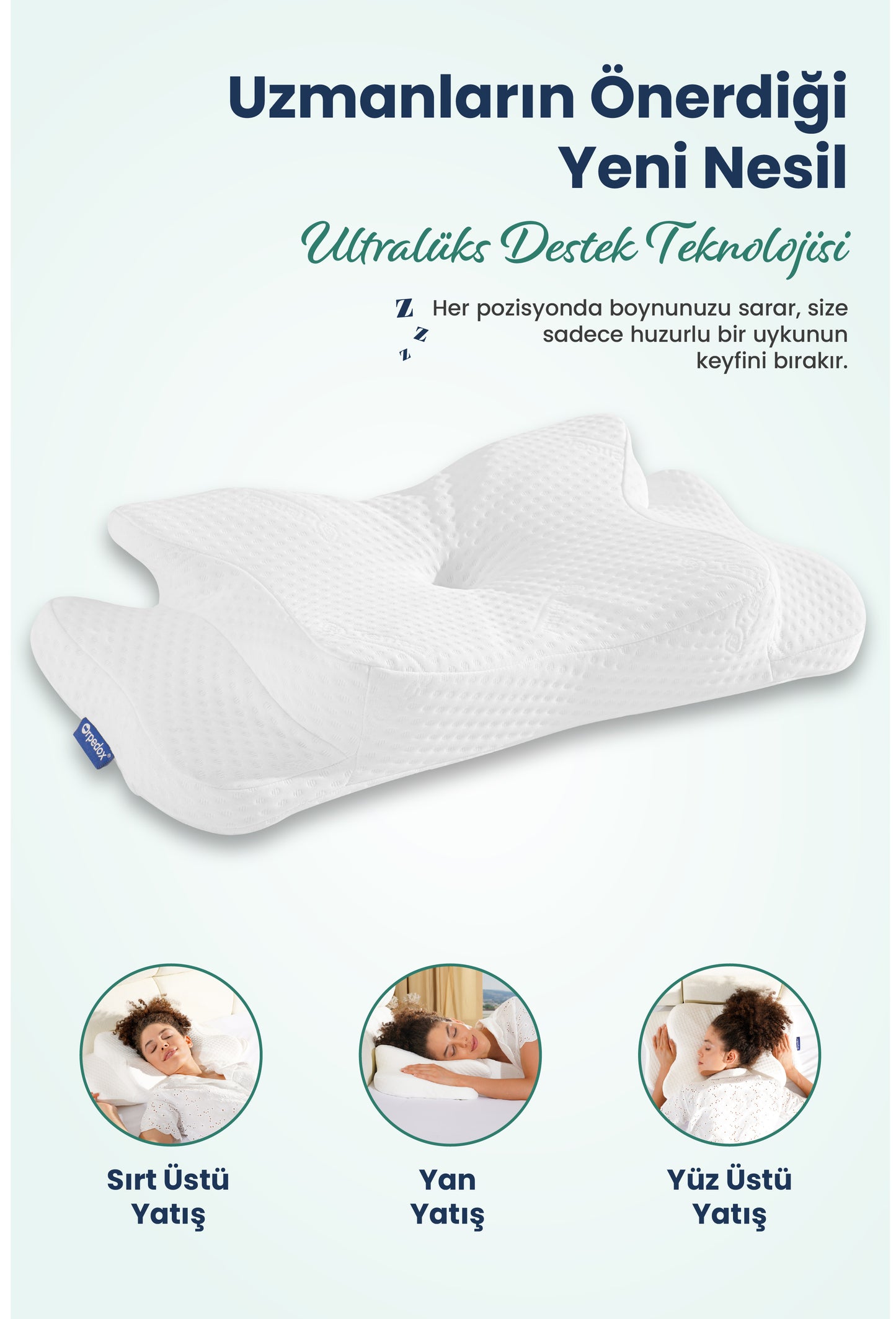 [ORTOPEDİO] Ultralüks Boyun Destekli Visco Ortopedik Yastık - 68x39x13-11cm