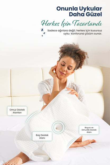 [ORTOPEDİO] Ultralüks Boyun Destekli Visco Ortopedik Yastık - 68x39x13-11cm
