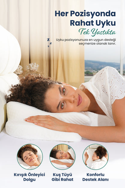 [ORTOPEDİO] Ultralüks Boyun Destekli Visco Ortopedik Yastık - 68x39x13-11cm